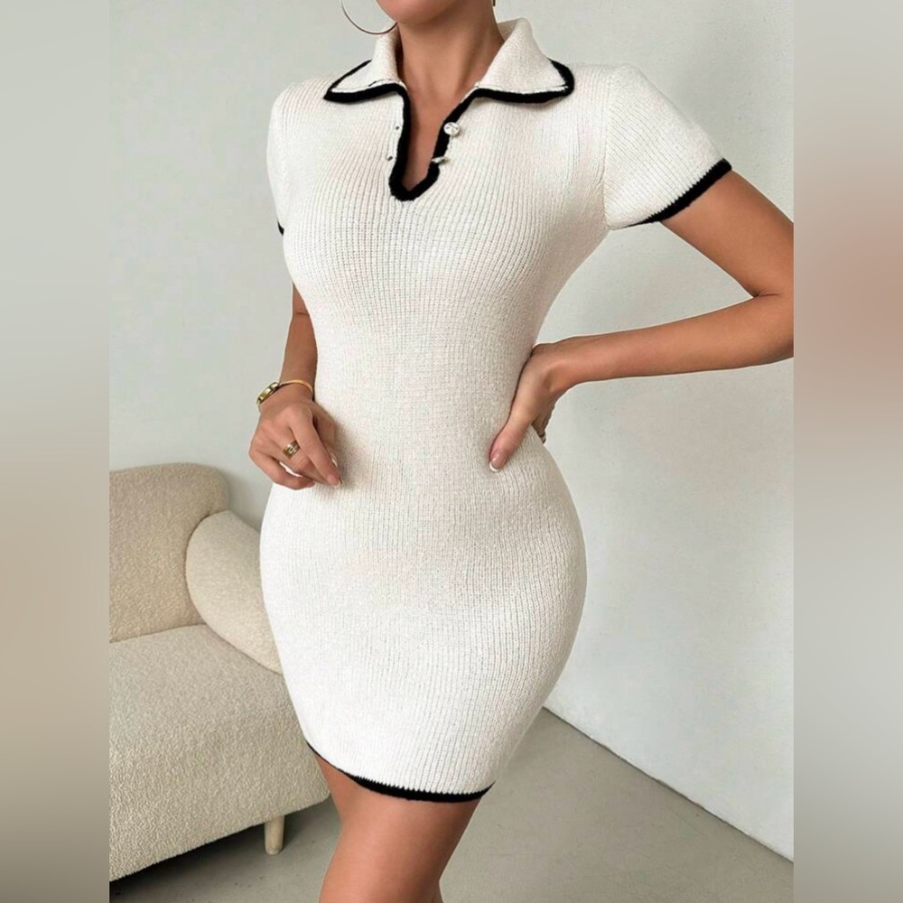 Cream Polo Sweater Dress - size S